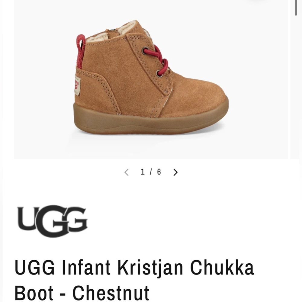 NWOB UGG Infant Chukka Boot - Tan and Red - Size US 2/3